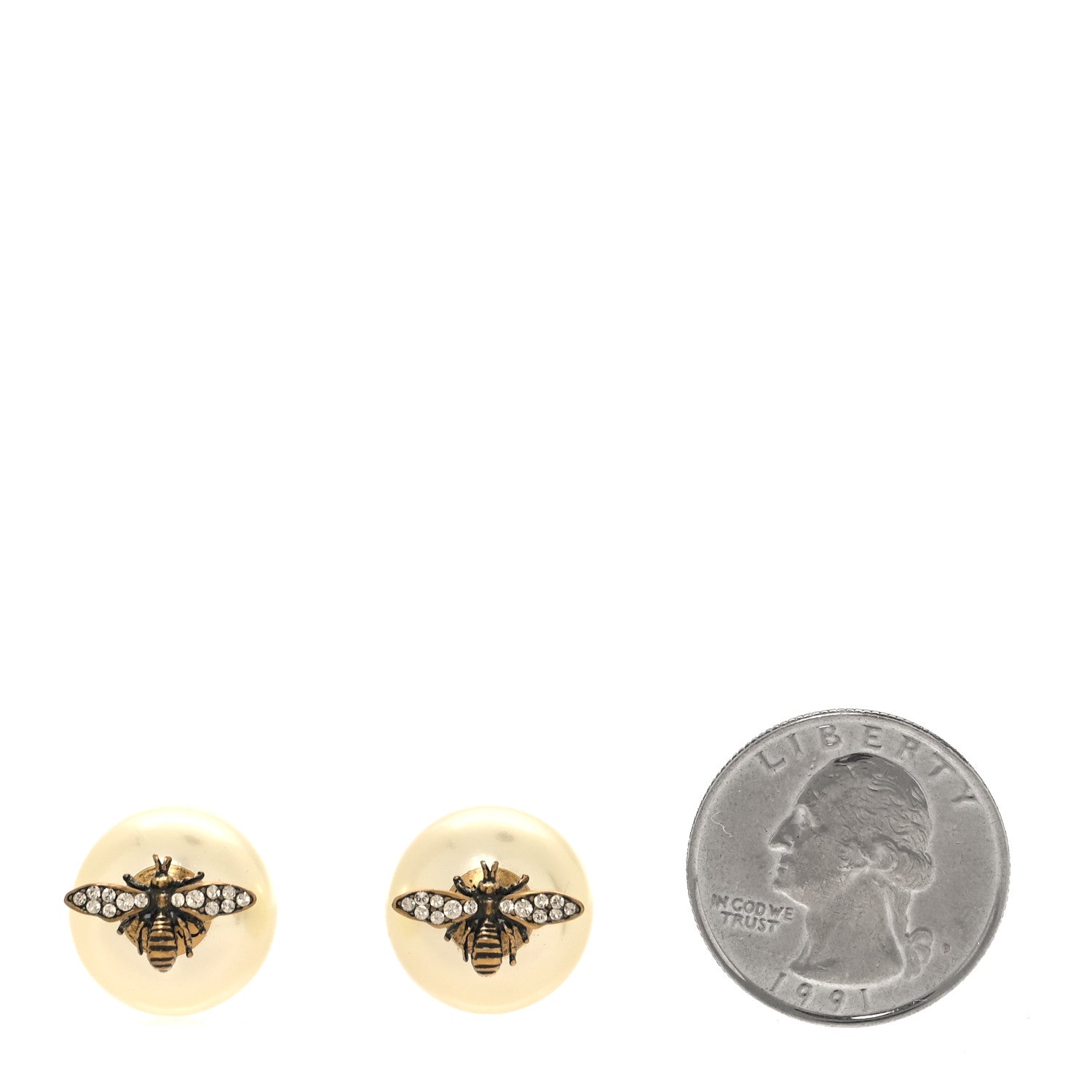 Christian Dior Pearl Crystal Bee Mise En Dior Tribal Earrings Gold 2 of 5