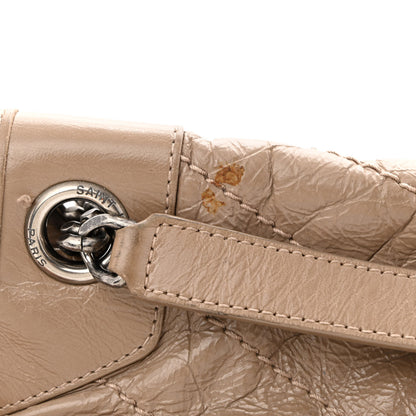 Saint Laurent Crinkled Calfskin Matelasse Monogram Large Niki Chain Satchel Light Taupe 12 of 19