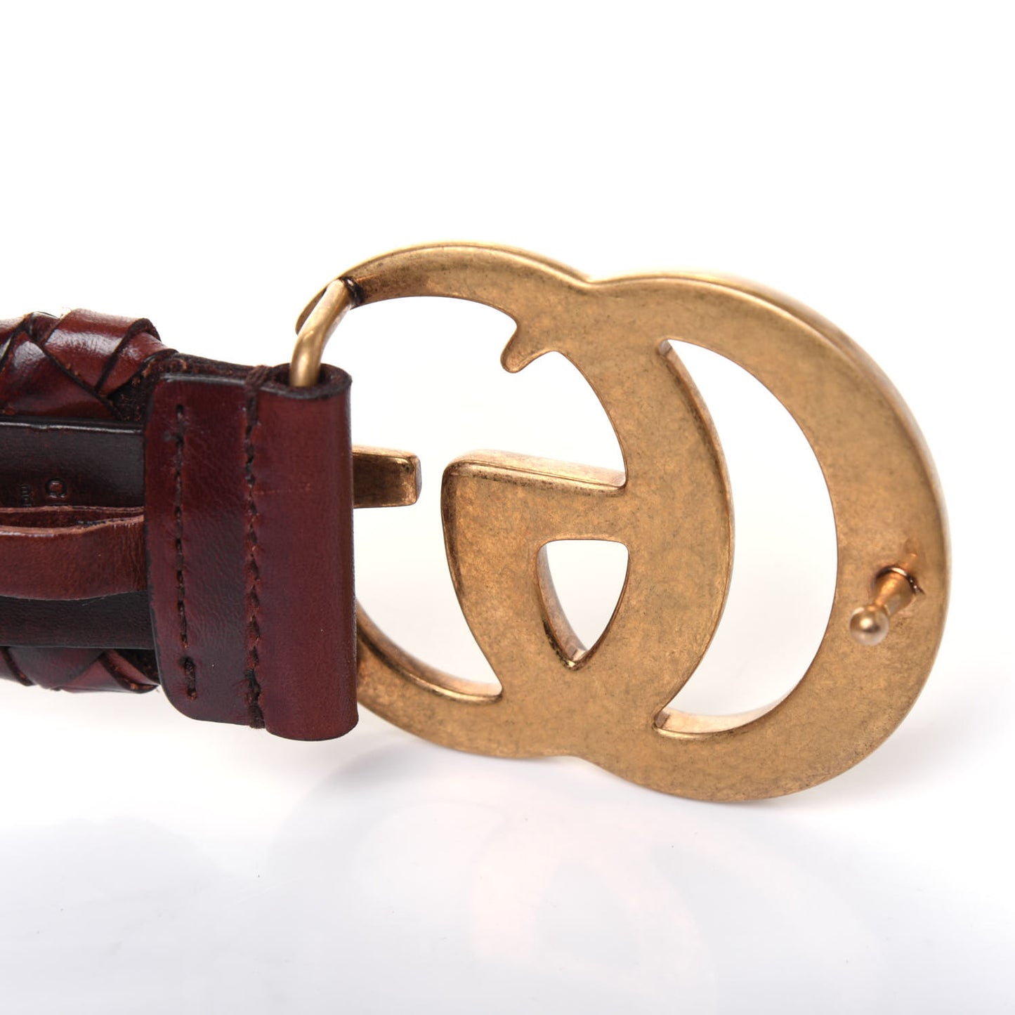 Calfskin Braided Double G 40mm Belt 115 46 Cuoio Bruciato