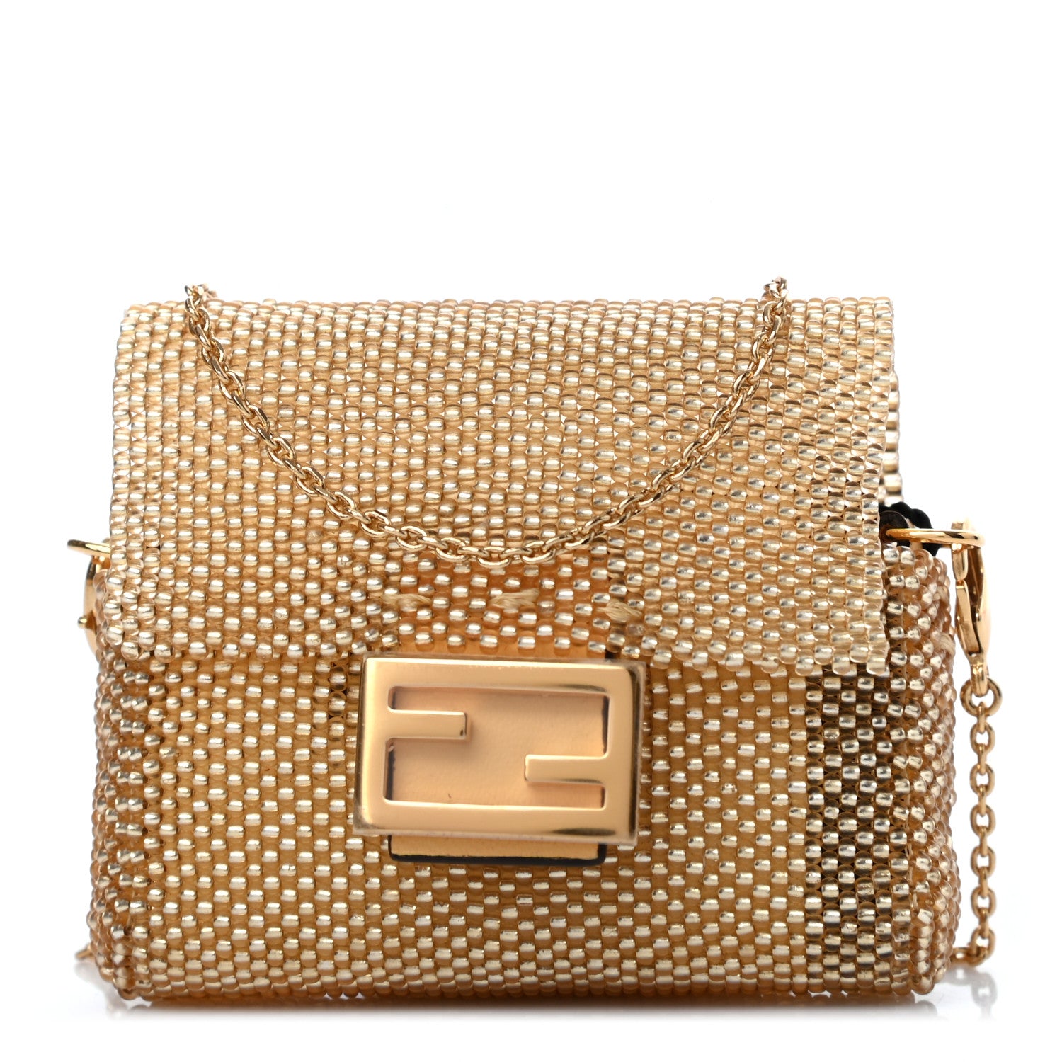 Fendi Glass Vitello King Beaded Mini Pico Baguette Charm Semolino 1 of 5