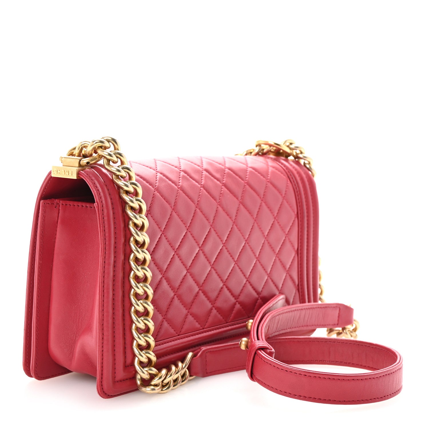 Chanel Lambskin Quilted Medium Boy Flap Dark Pink 3 of 10
