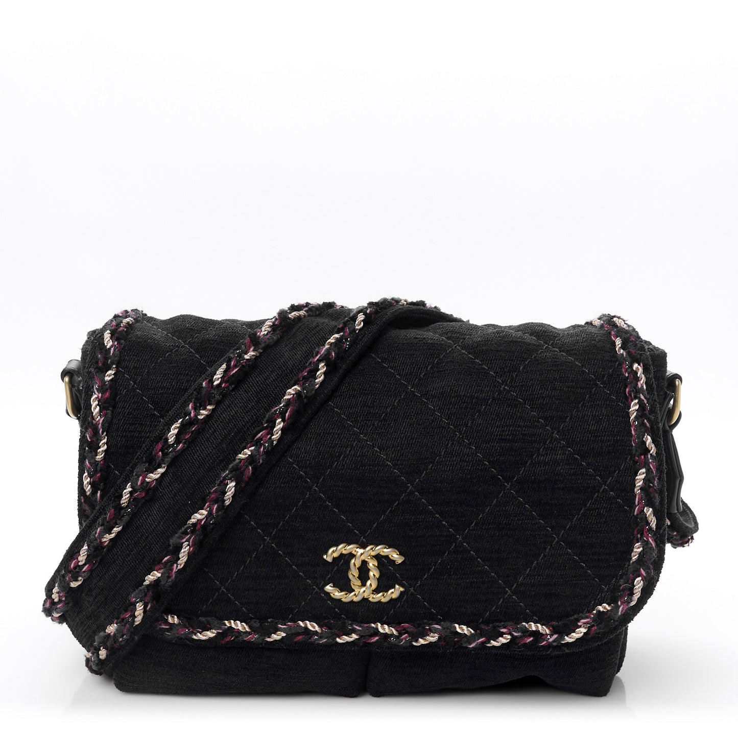 Wool Velvet Quilted Parisian Stroll Messenger Navy