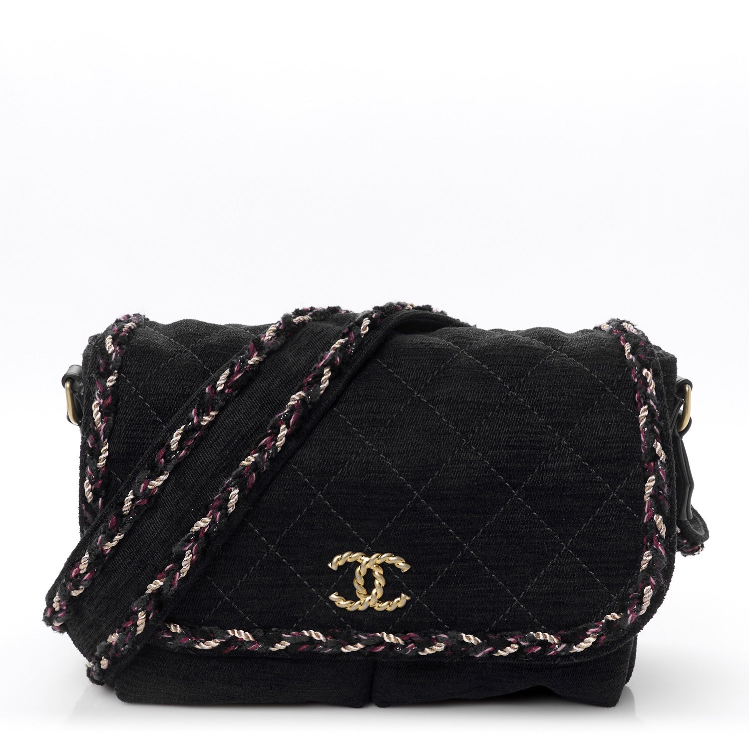 Chanel Wool Velvet Quilted Parisian Stroll Messenger Navy 1 of 10