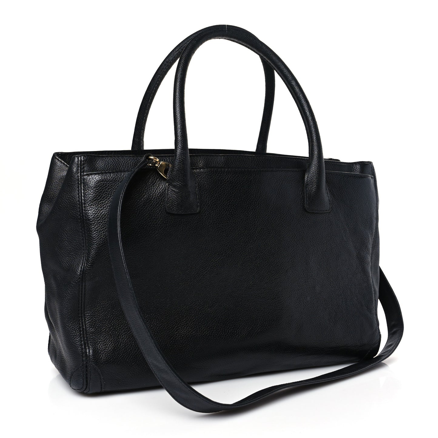 Calfskin Cerf Executive Shopper Tote Black