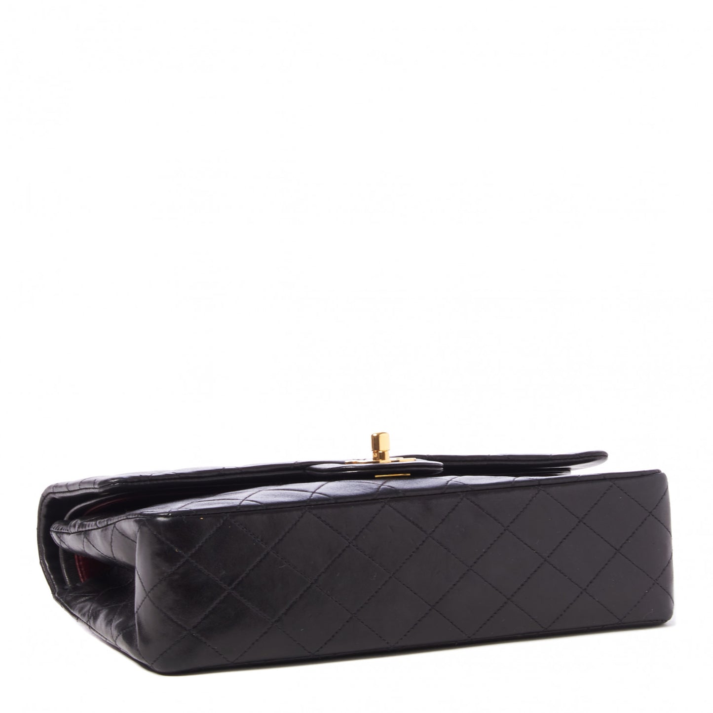 Lambskin Quilted Medium Double Flap Black
