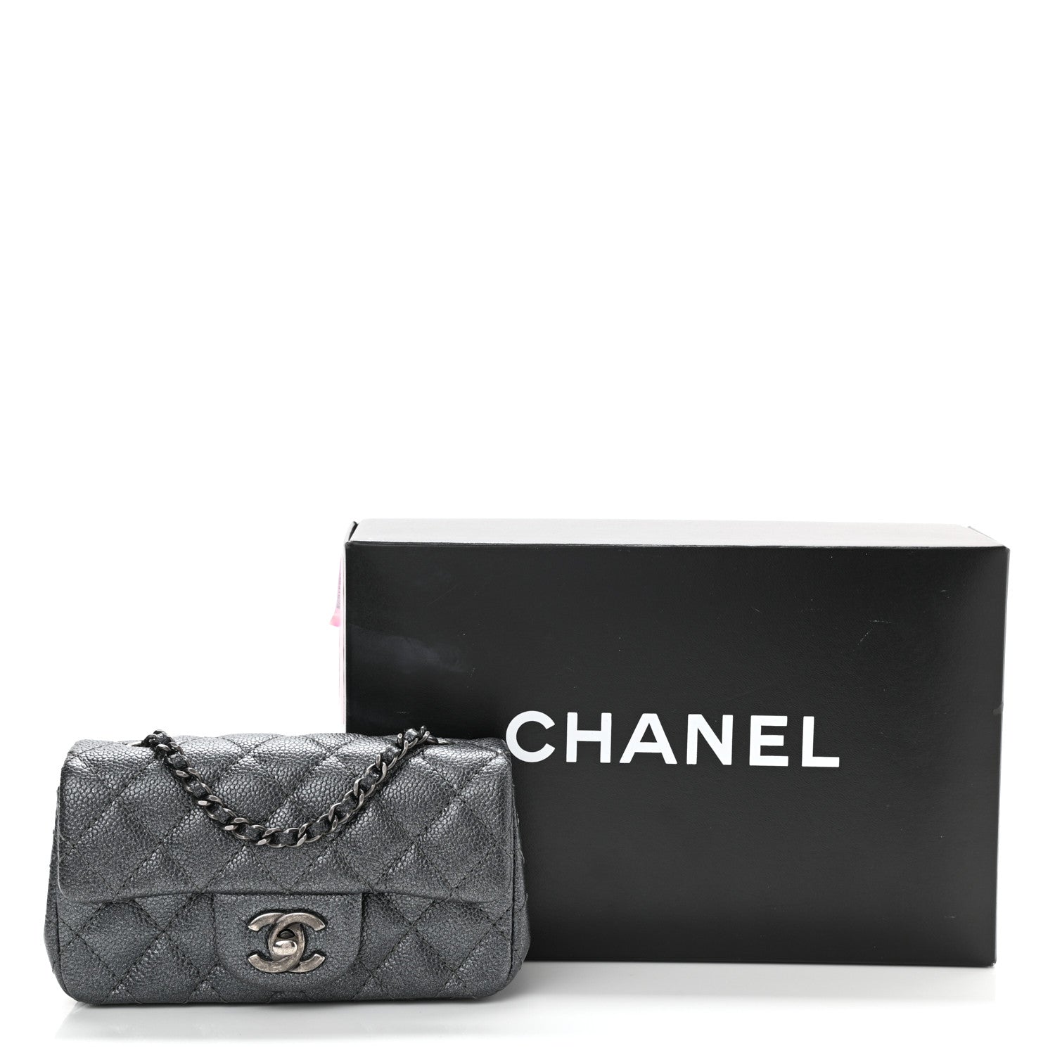 Chanel Metallic Caviar Quilted Extra Mini Flap Charcoal 11 of 11