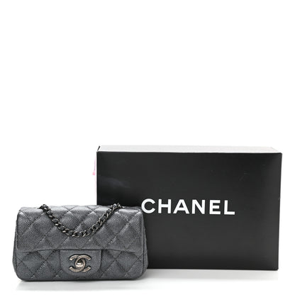 Chanel Metallic Caviar Quilted Extra Mini Flap Charcoal 11 of 11