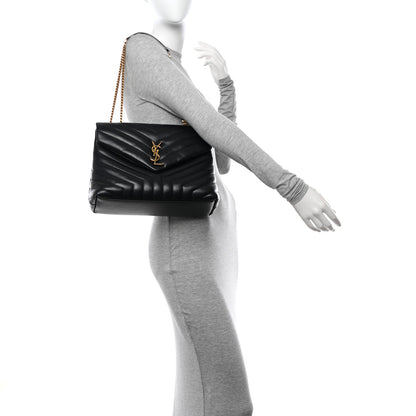 Saint Laurent Calfskin Y Quilted Monogram Medium Loulou Chain Satchel Black 2 of 14