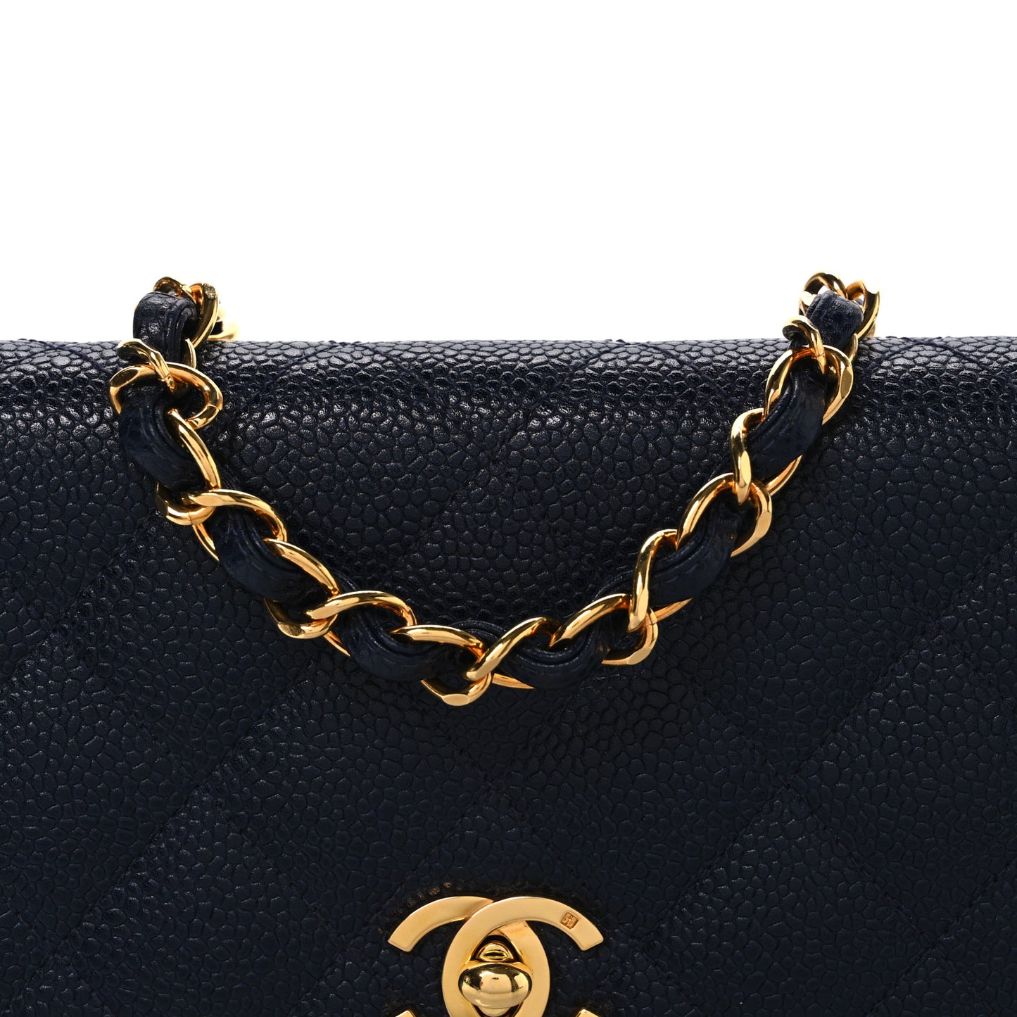 Caviar Quilted East West Flap Navy