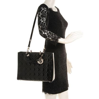 Christian Dior Patent Cannage Large Lady Dior Black 2 of 7