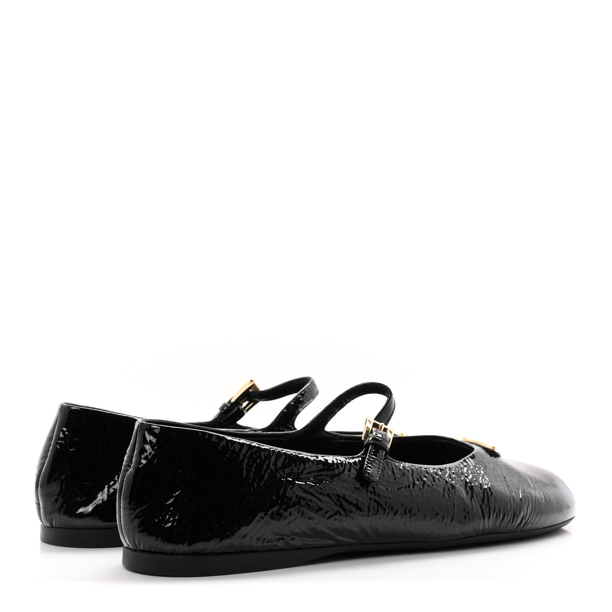 Patent Calfskin Triangle Ballerina Flats 38 Black