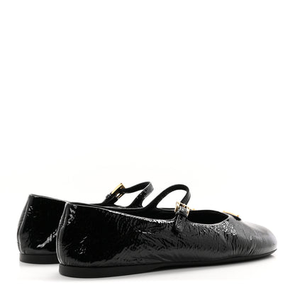 Prada Patent Calfskin Triangle Ballerina Flats 38 Black 5 of 10