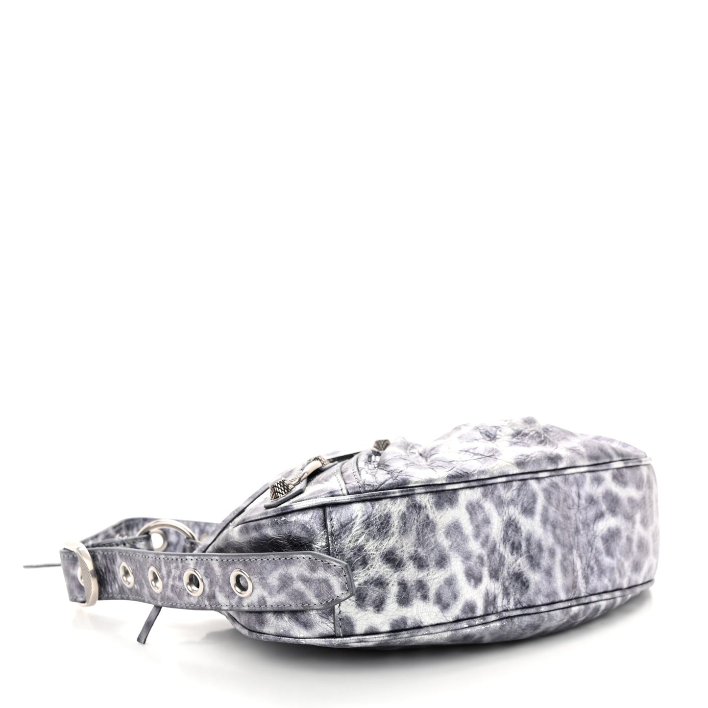 Metallic Agneau Arena Leopard Le Cagole Shoulder Bag XS Dark Grey