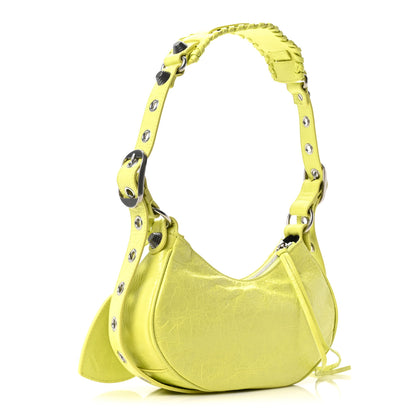 Balenciaga Agneau Arena Le Cagole Shoulder Bag XS Lime 4 of 11