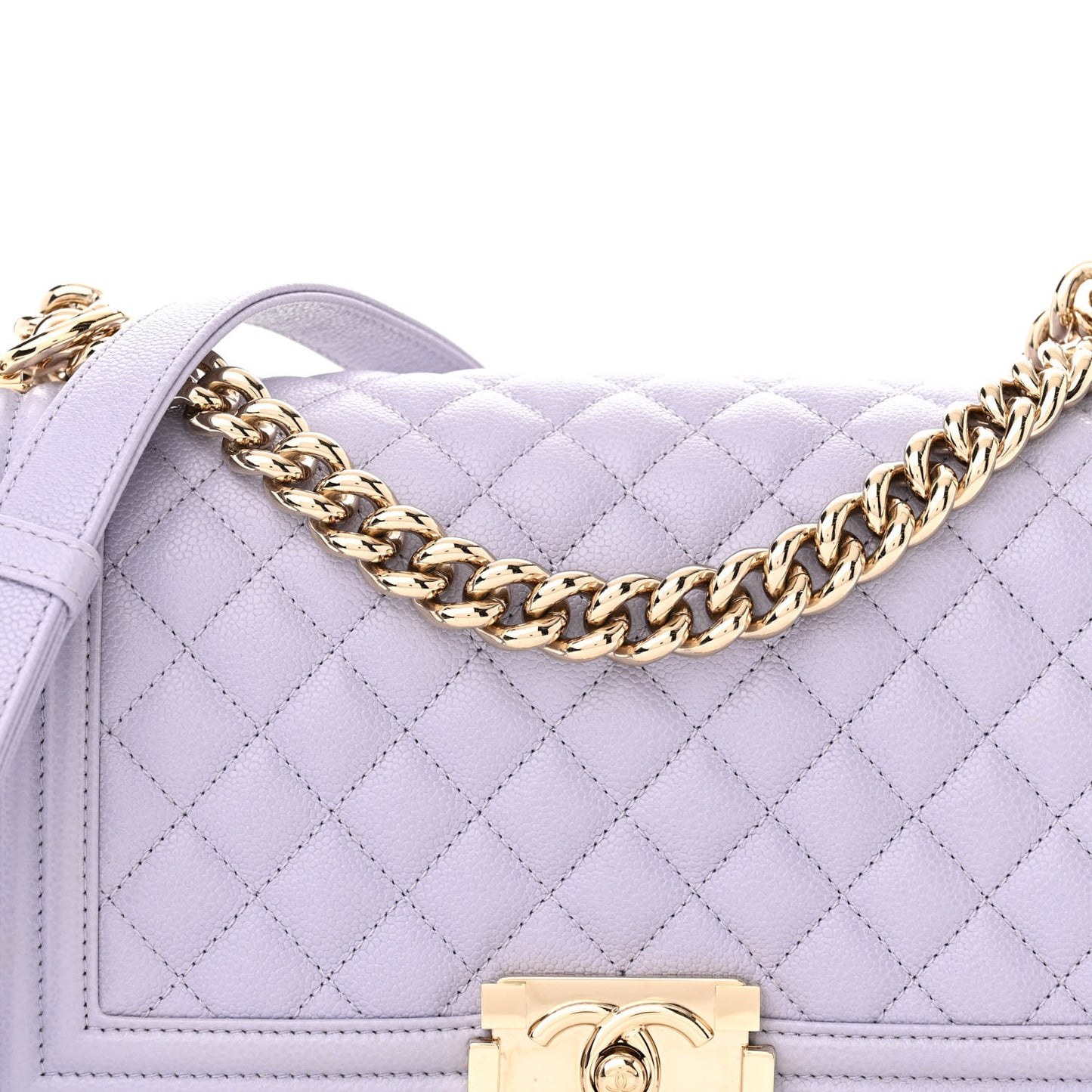Caviar Quilted Medium Boy Flap Light Purple
