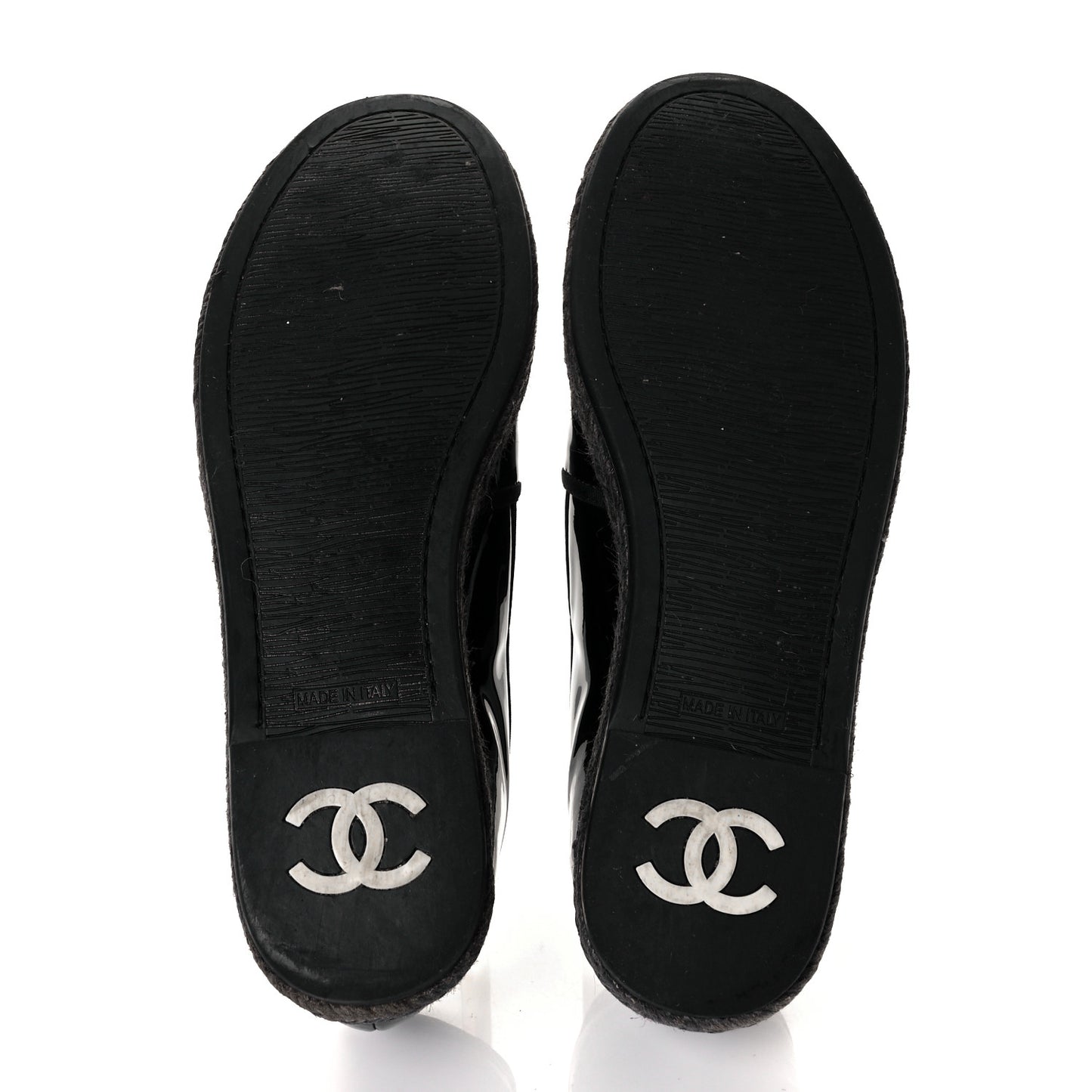 Patent Calfskin CC Mocassin Loafer Espadrilles 39 Black