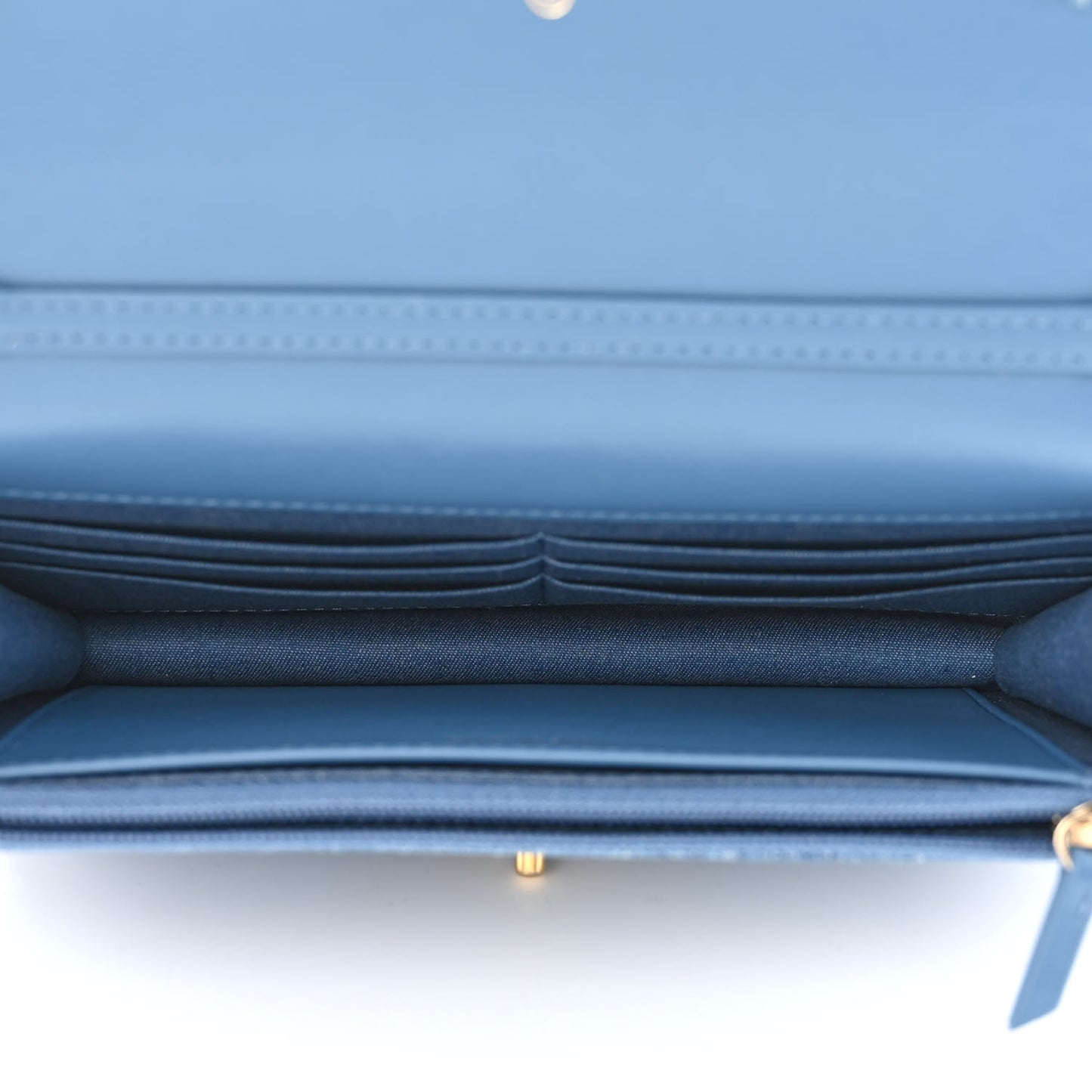 Denim Quilted CC Pearl Crush Wallet on Chain WOC Blue