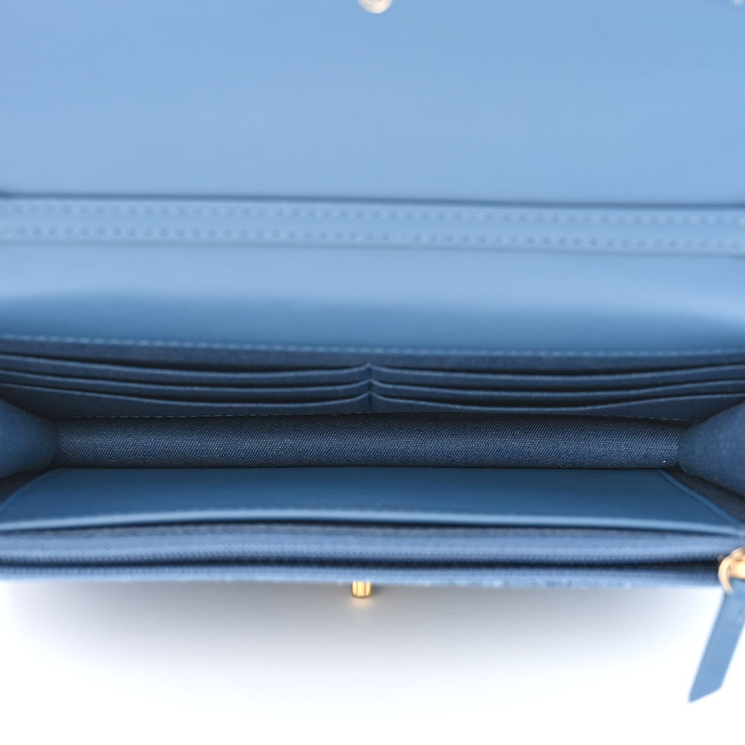 Chanel Denim Quilted CC Pearl Crush Wallet on Chain WOC Blue 5 of 12
