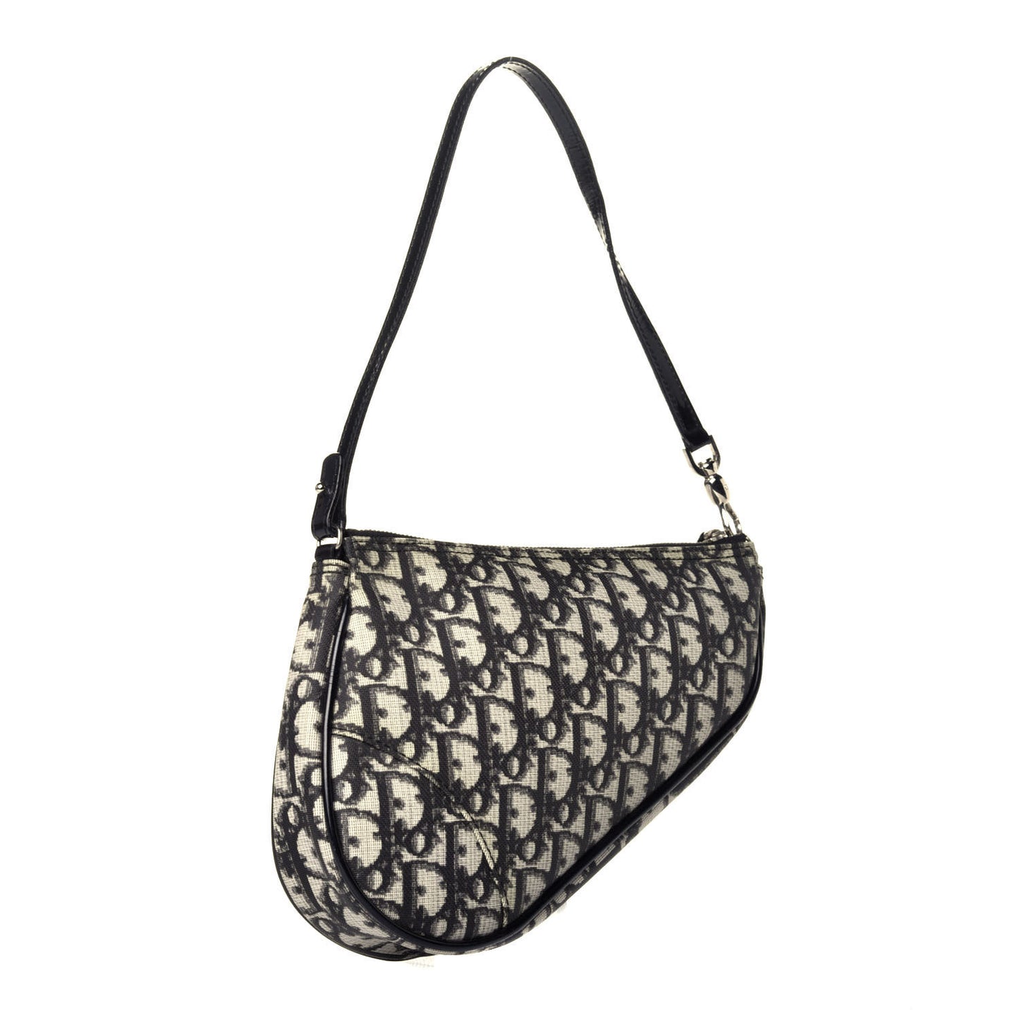 Monogram Patent Mini Saddle Pochette Black White