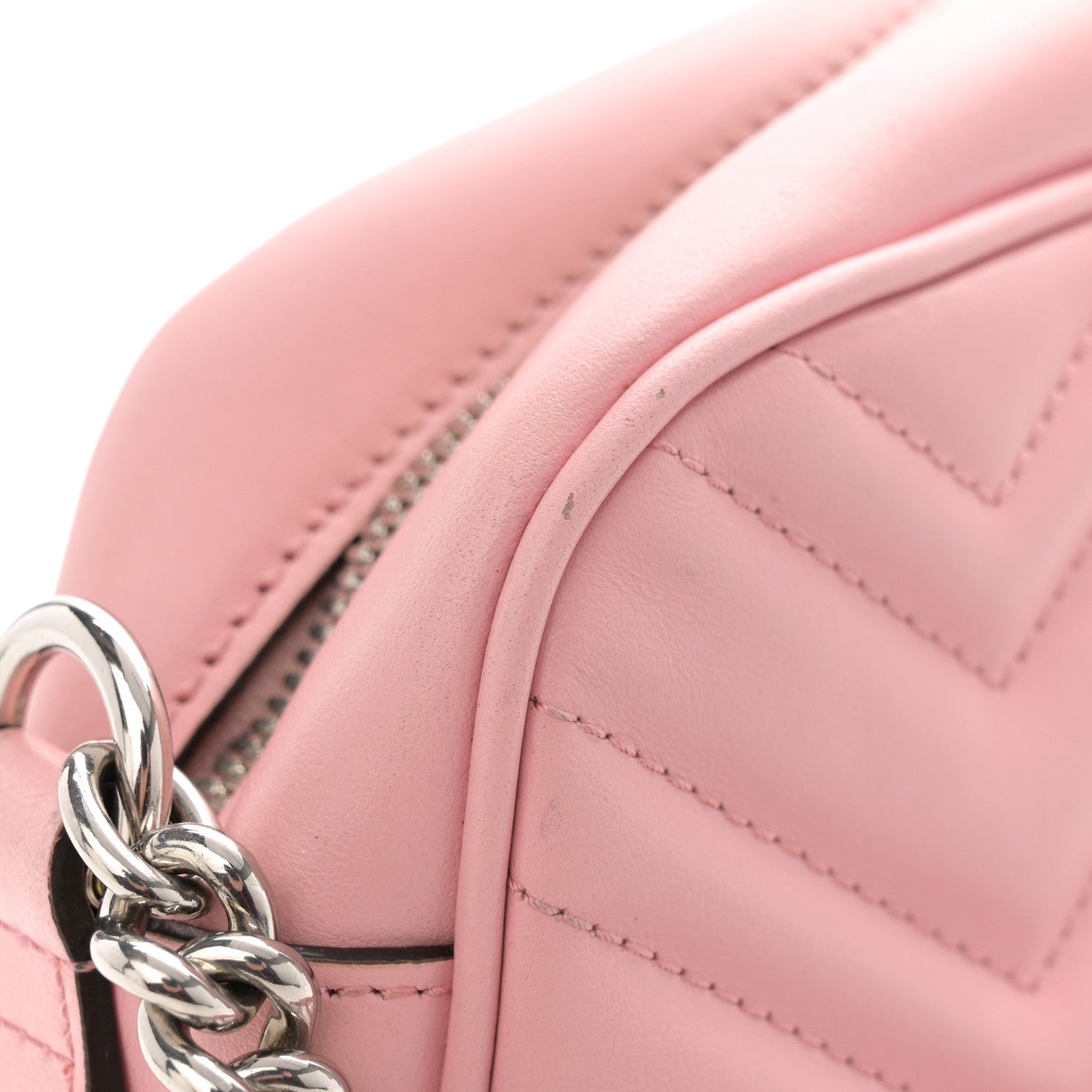 Gucci Calfskin Matelasse Small GG Marmont Chain Shoulder Bag Wild Rose 14 of 15