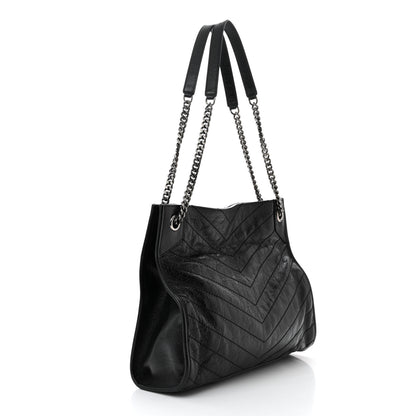 Saint Laurent Crinkled Calfskin Matelasse Monogram Medium Niki Shopper Tote Black 3 of 10