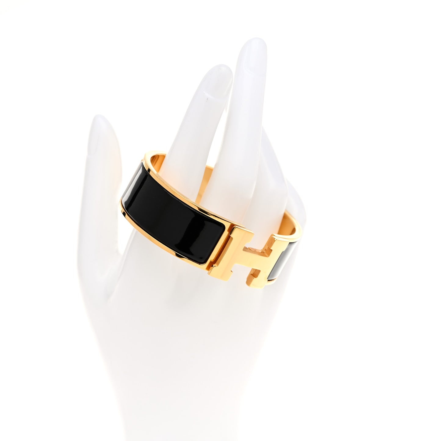 Enamel Wide Clic Clac H Bracelet GM Black