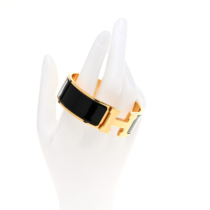Hermes Enamel Wide Clic Clac H Bracelet GM Black 2 of 5