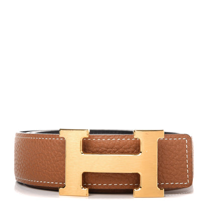 Hermes Box Togo 32mm H Belt 85 Black Gold 1 of 8