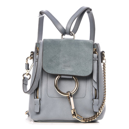 Chloe Suede Calfskin Mini Faye Backpack Cloudy Blue 1 of 8