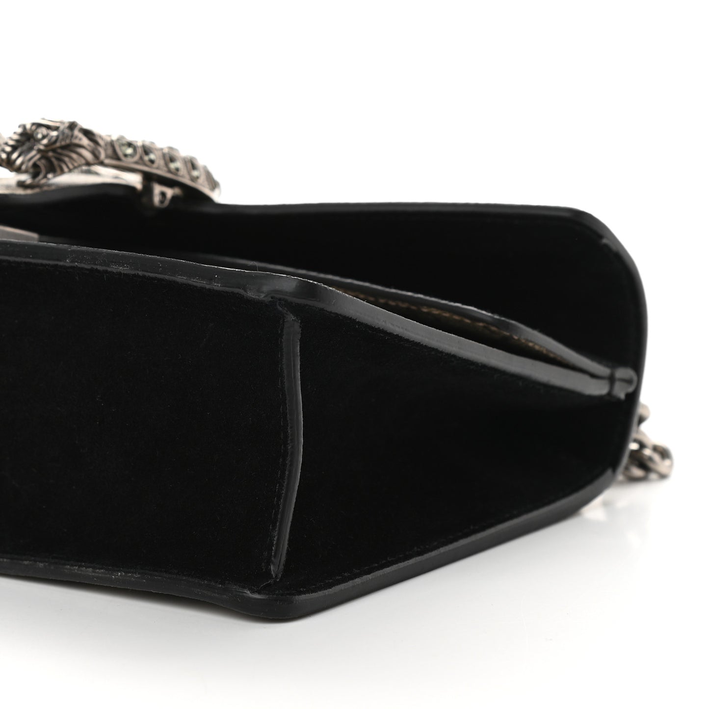 GG Supreme Monogram Suede Crystal Small Dionysus Shoulder Bag Beige Ebony Black