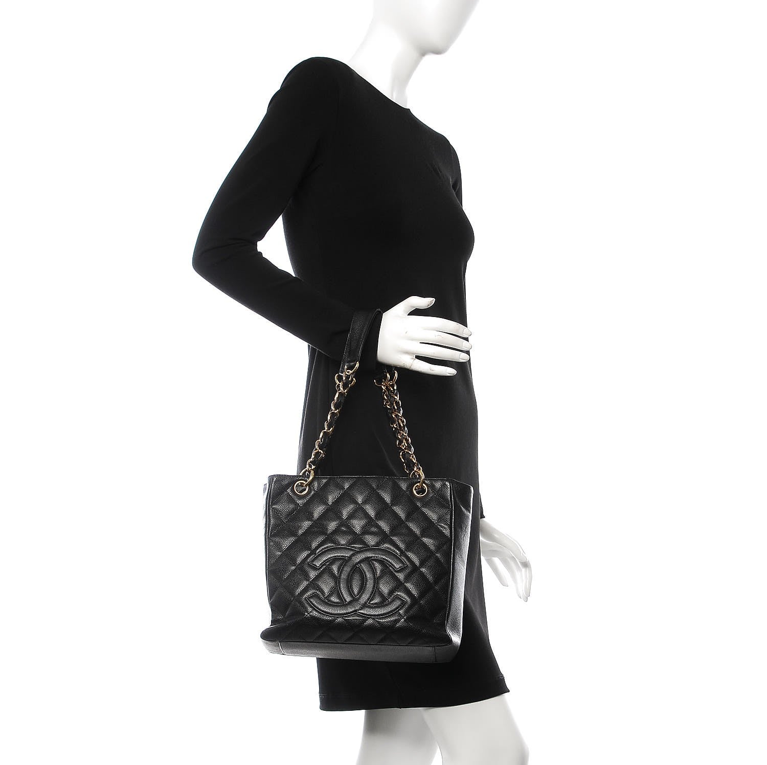 Chanel Caviar Quilted Petit Shopping Tote PST Black 2 of 8