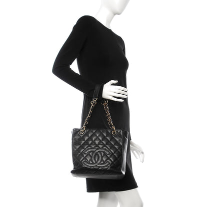 Chanel Caviar Quilted Petit Shopping Tote PST Black 2 of 8