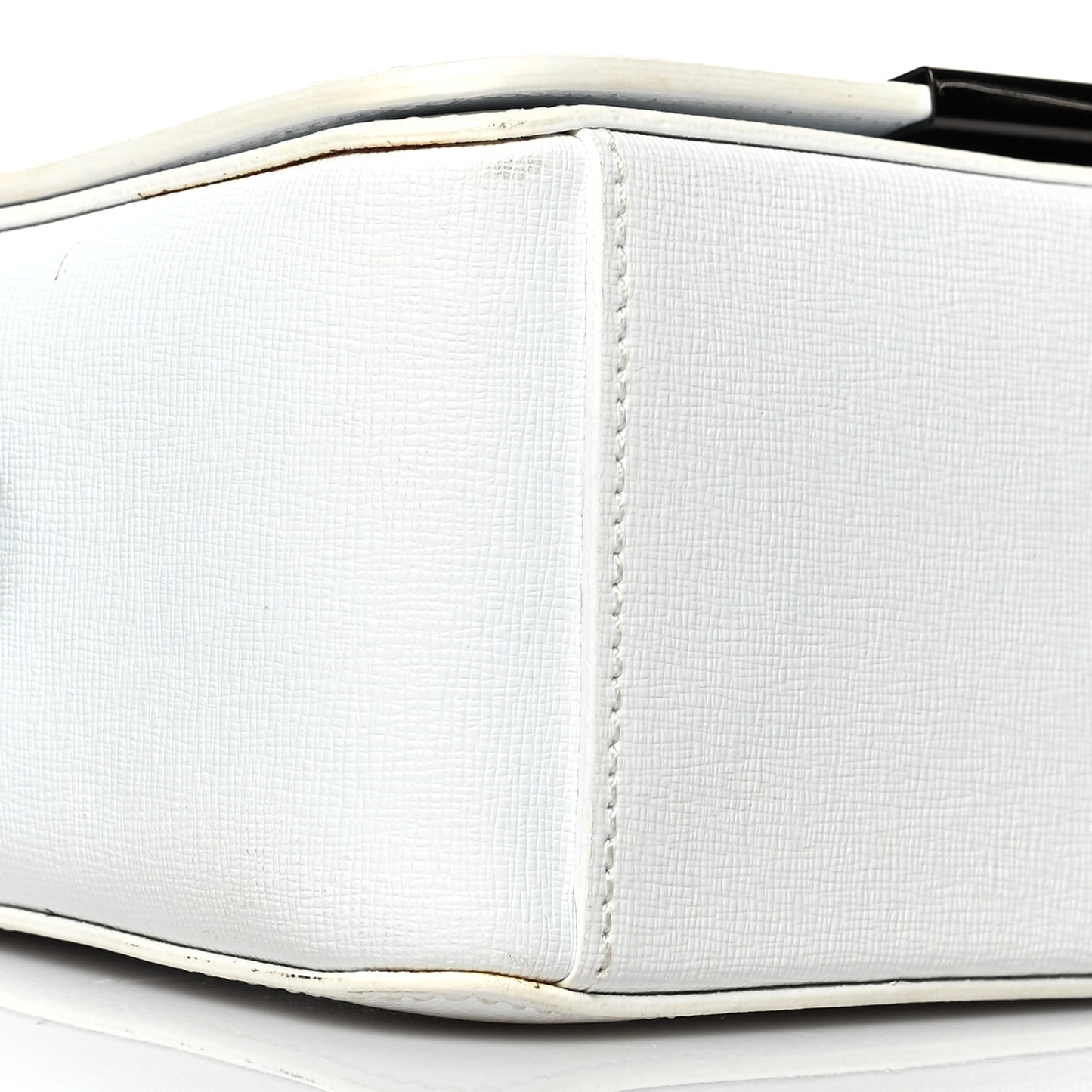 Saffiano Striped Diag Binder Flap Bag White Black