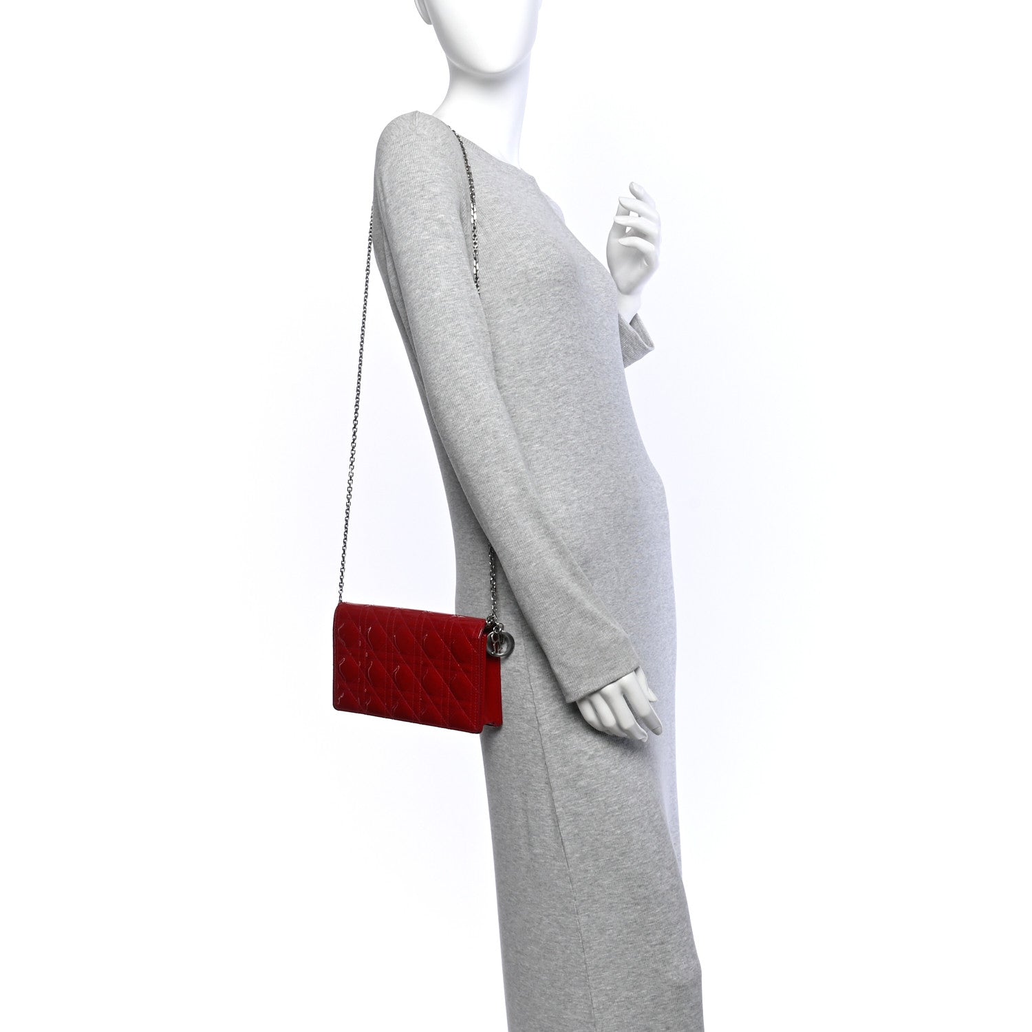 Christian Dior Patent Cannage Lady Dior Clutch Red Red 2 of 11