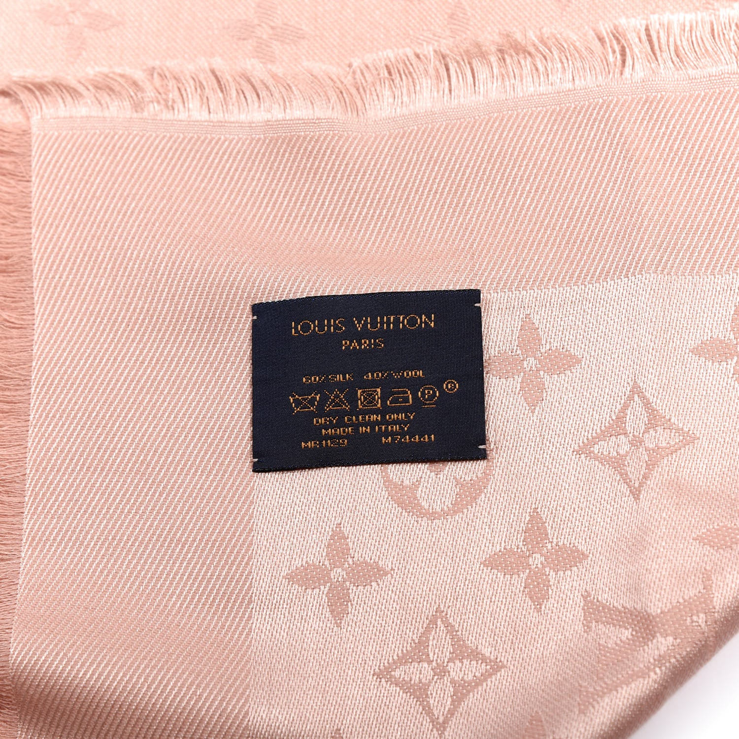 Louis Vuitton Silk Wool Monogram Shawl Natural 3 of 3