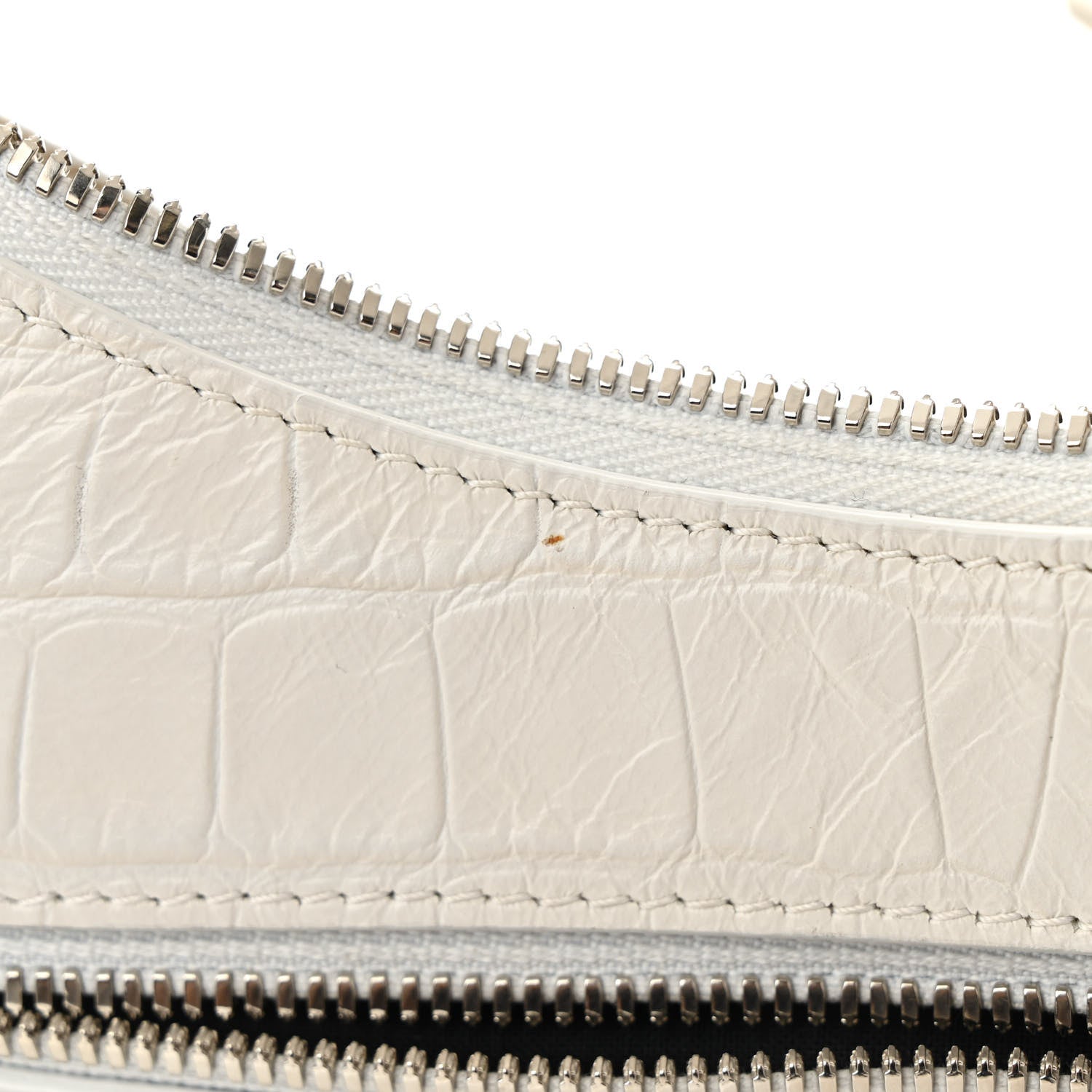 Balenciaga Extra Supple Calfskin Crocodile Embossed Small Le Cagole Shoulder Bag White 17 of 18
