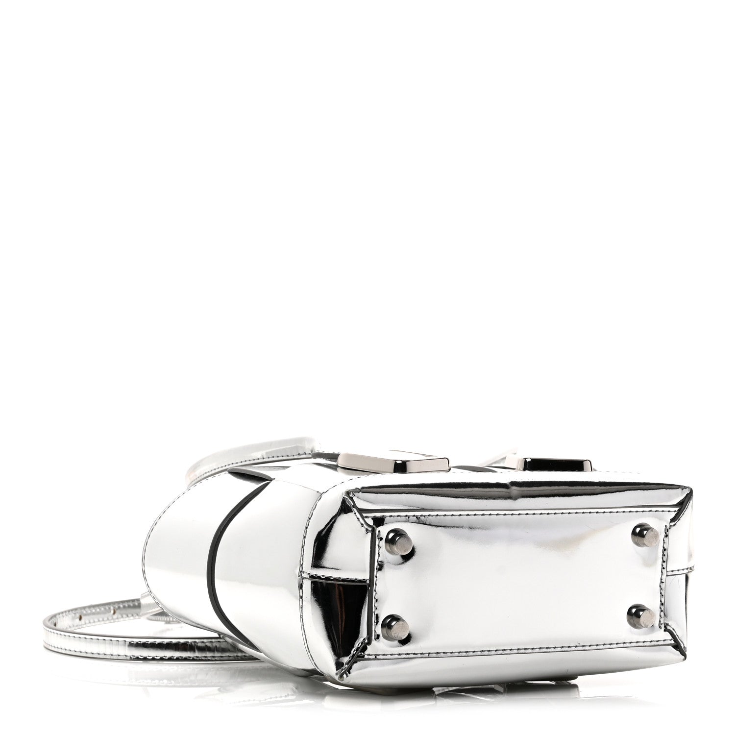 Bottega Veneta Mirror Laminated Nappa Maxi Intrecciato Mini Arco  Silver 4 of 9