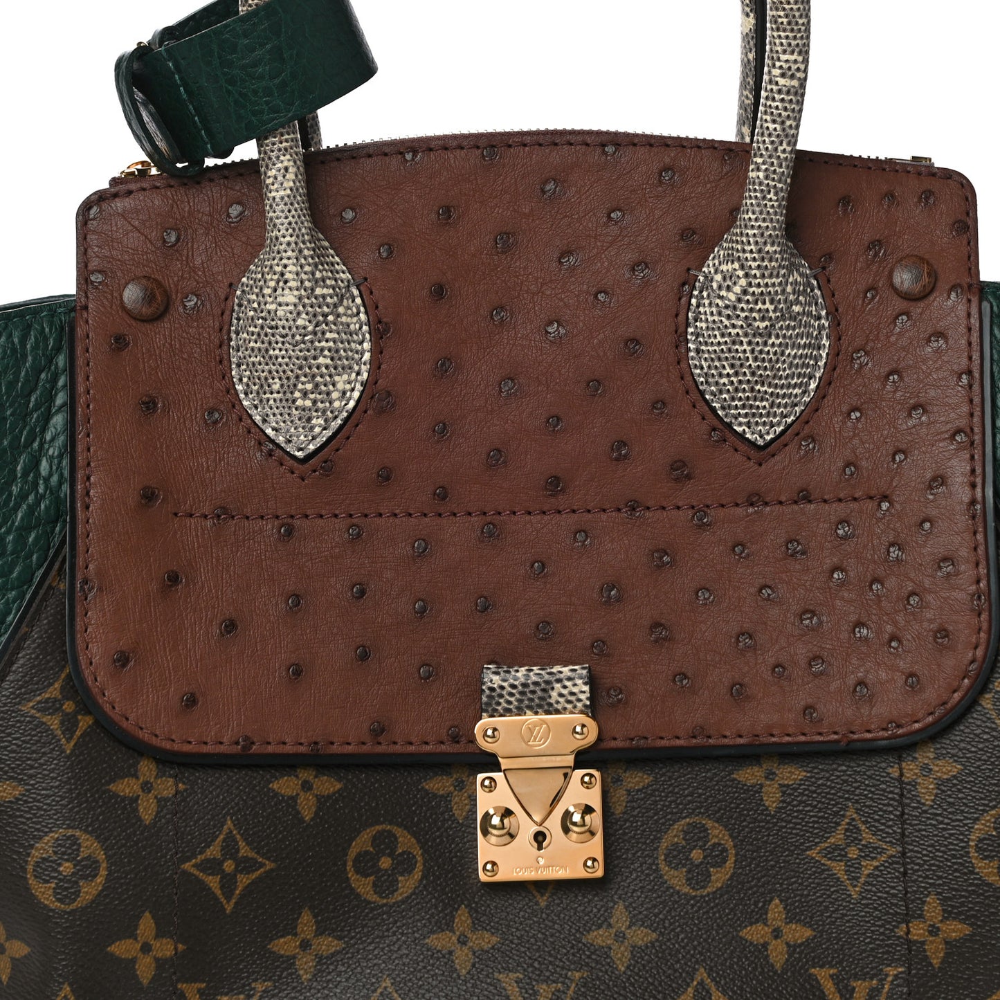 Ostrich Lizard Majestueux Shoulder Bag Vert