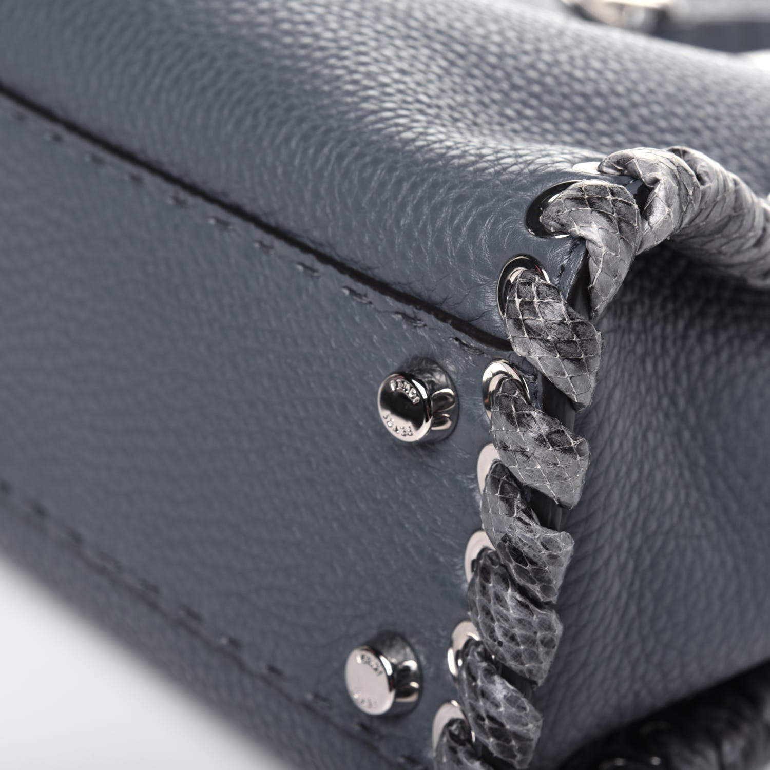 Fendi Cuoio Romano Selleria Elaphe Lace Up Medium Peekaboo Iconic Satchel Tempesta 11 of 16