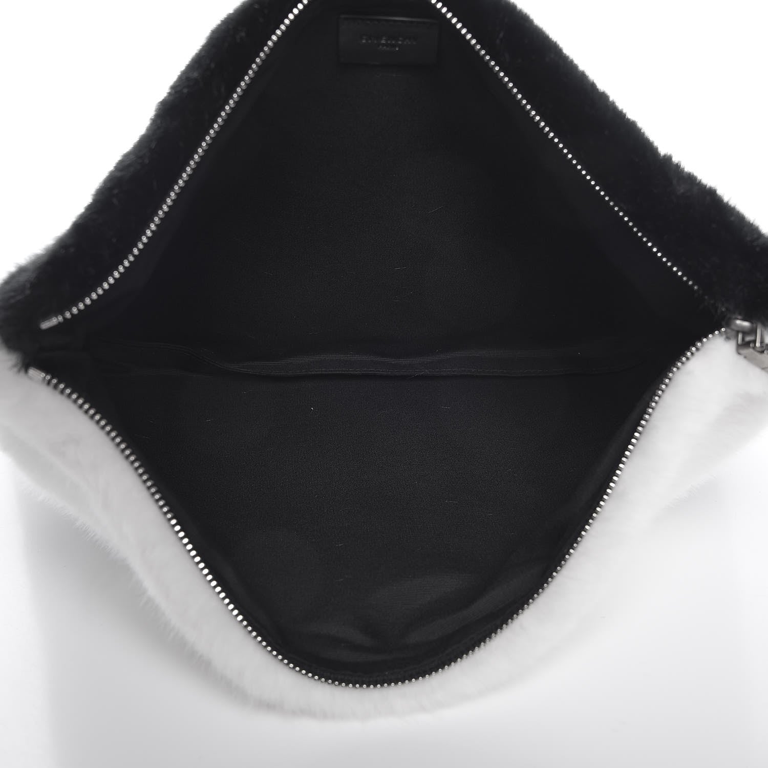 Givenchy Faux Fur Two Tone Large GV3 Pouch Wristlet Black White 5 of 8