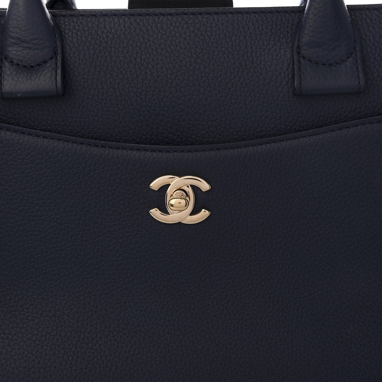 Grained Calfskin Small Neo Executive Shopper Tote Dark Blue