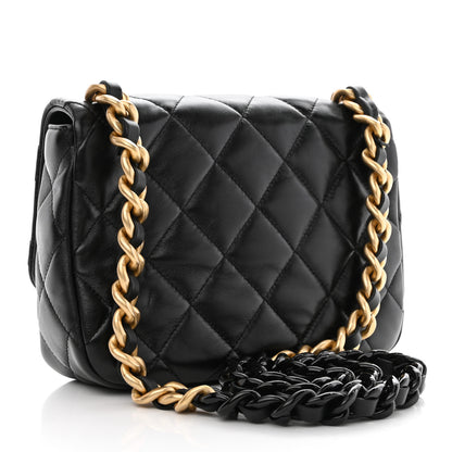 Chanel Lambskin Quilted Small Lacquered Chain Flap Black 3 of 11