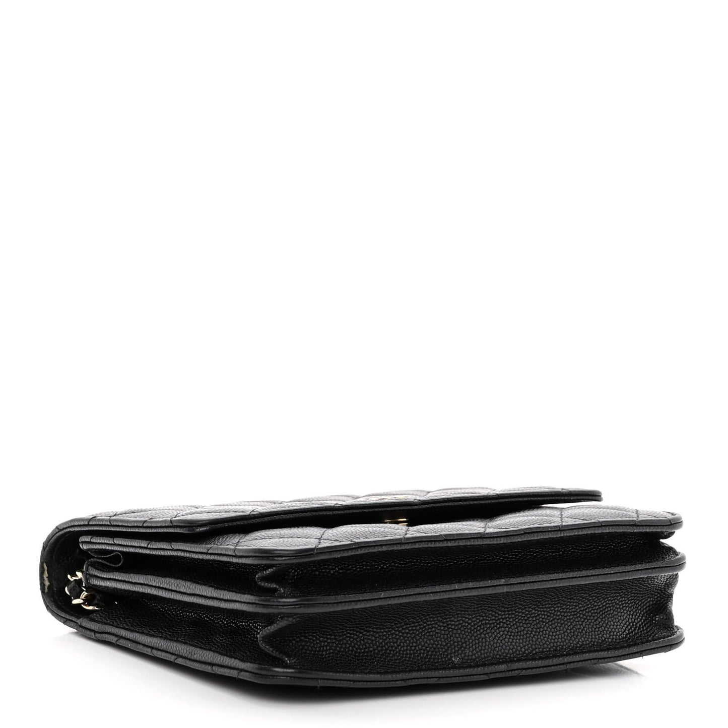 Caviar Quilted Square Wallet On Chain WOC Black