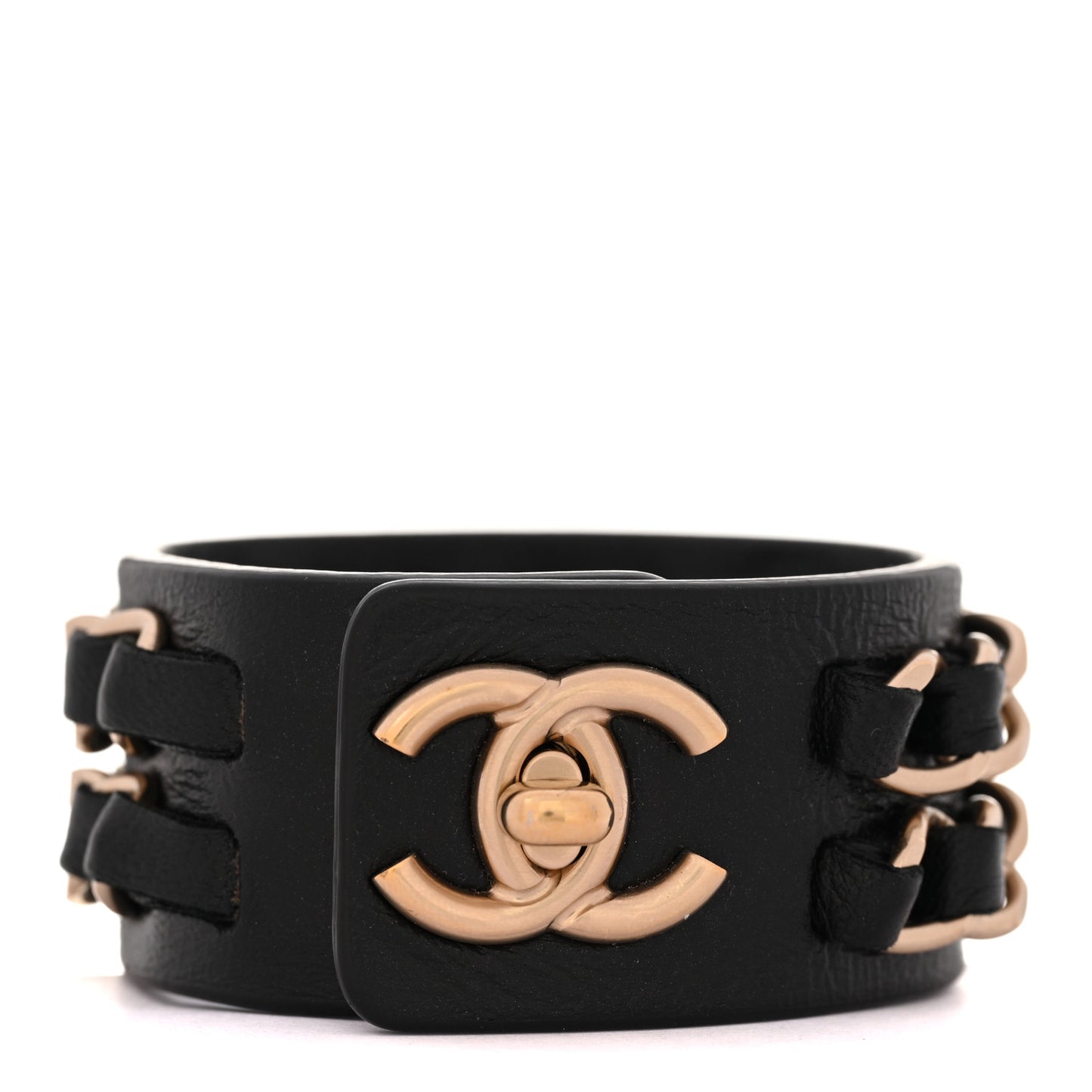 Lambskin CC Chain Turnlock Bracelet M Black