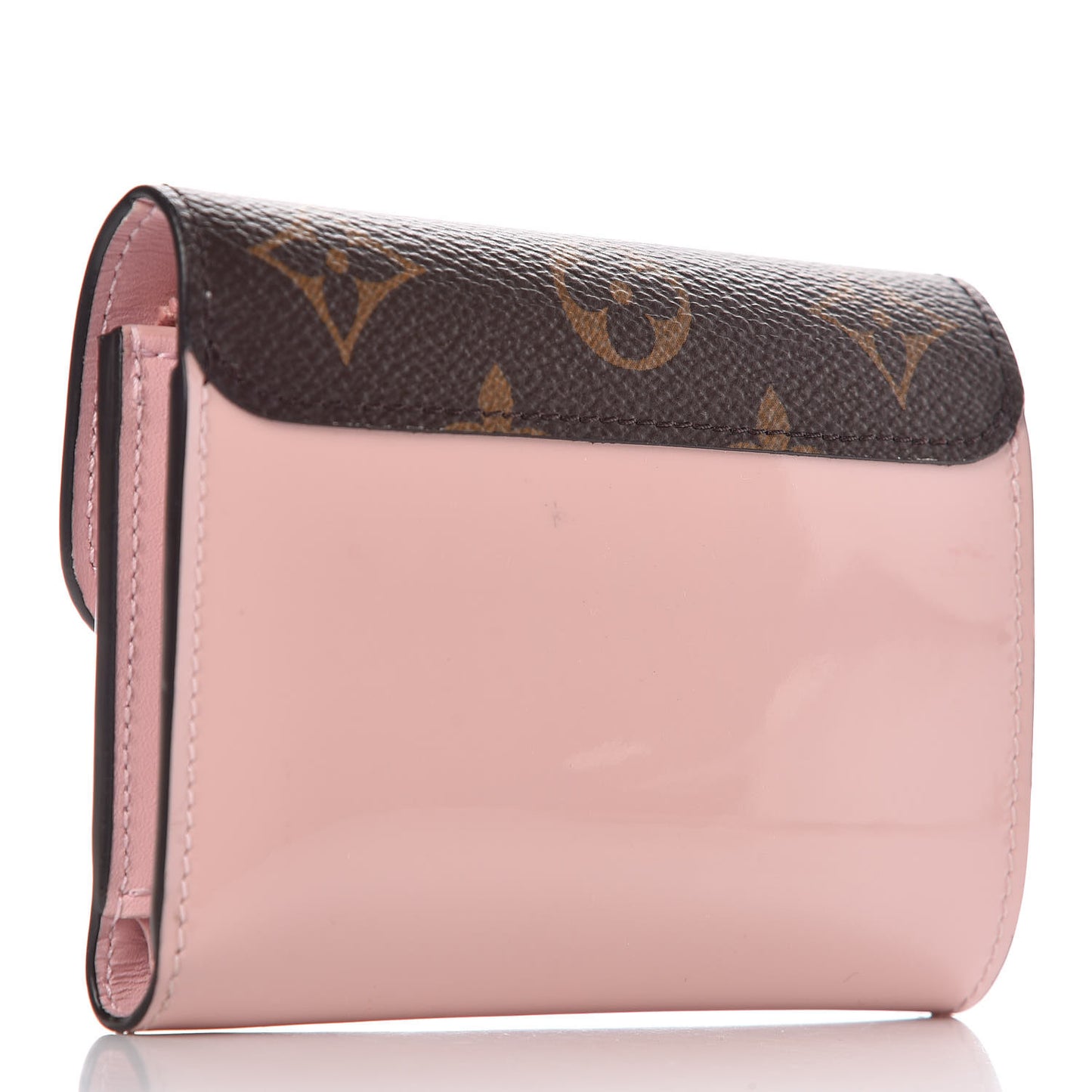 Patent Calfskin Monogram Cherrywood Compact Wallet Rose Ballerine