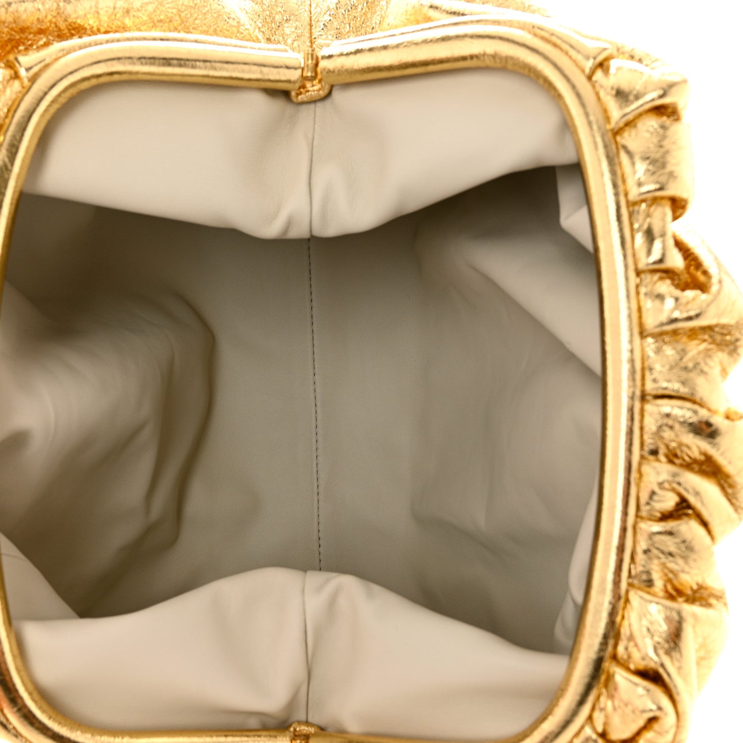 Metallic Crinkled Lambskin The Pouch Oversized Clutch Oro