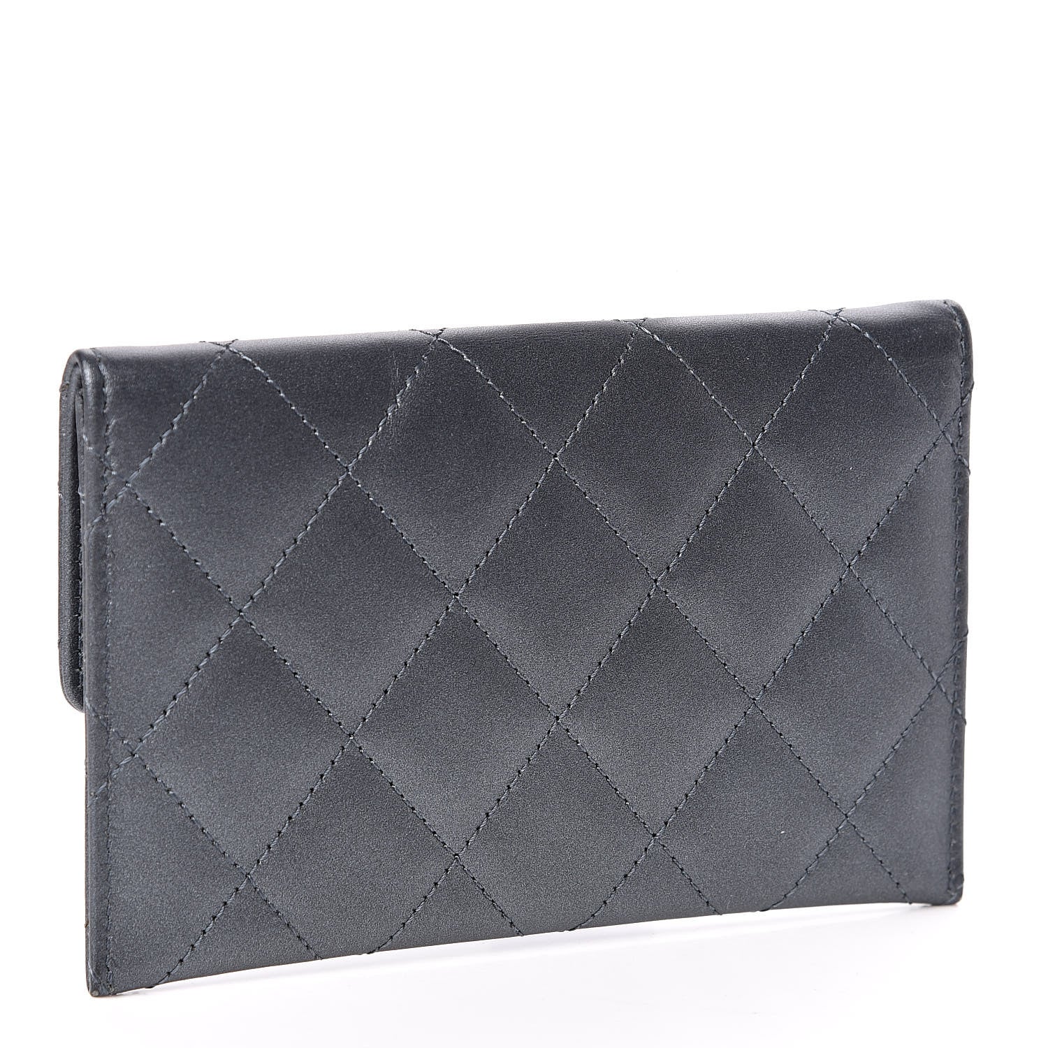 Chanel Metallic Lambskin Quilted Card Holder Dark Grey 3 of 7