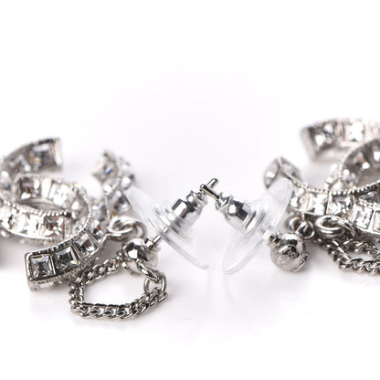 Chanel Crystal Baguette CC Dangle Earrings Silver 3 of 4