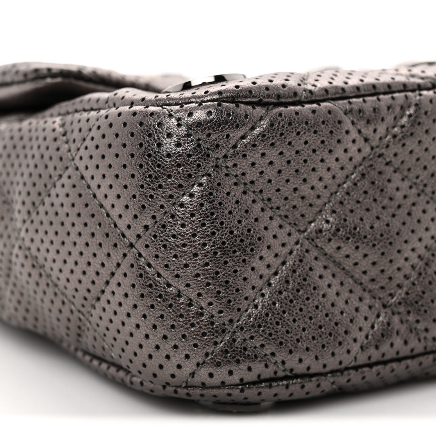 Chanel Perforated Metallic Lambskin Small CC Medals Flap Dark Silver 10 of 12