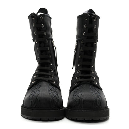 Fendi Mesh Canvas Embroidered Womens Lace Up Boots 36.5 Black 2 of 12